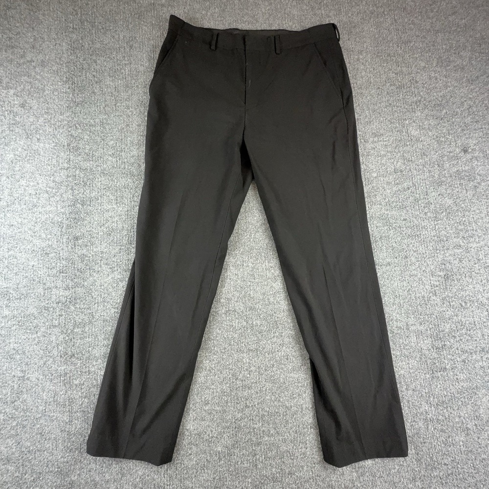 J. Ferrar Dress Pants Mens 36x32 Black Slim Fit Microfiber Stretch Slacks
